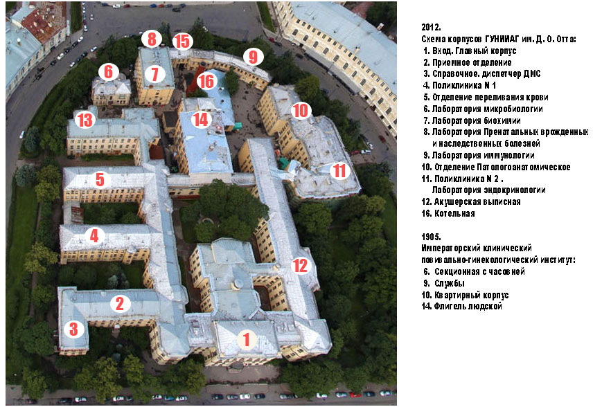 Схема склифа с номерами корпусов