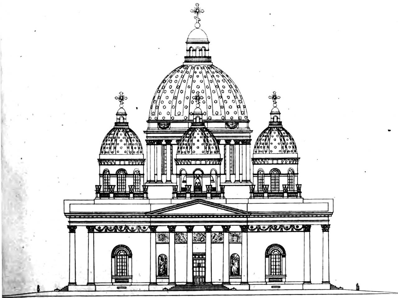 Троицкий собор в Санкт-Петербурге чертеж фасада
